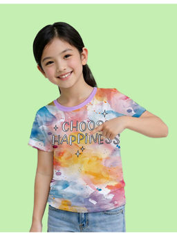 Nusyl - Girls Lavender Choose Happiness Text Printed Half Sleeves T-Shirt