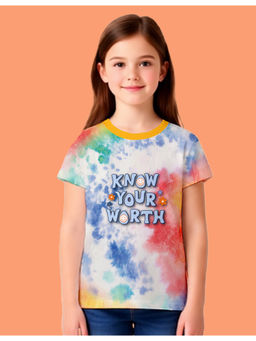 Nusyl - Girls Yellow Know Your Worth Text Printed Half Sleeves T-Shirt