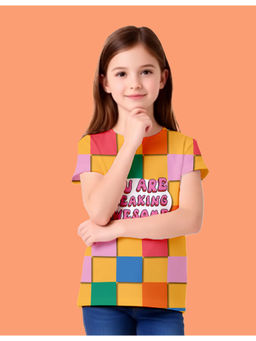 Nusyl - Girls Yellow You Are Freaking Awesome Text Printed Half Sleeves T-Shirt