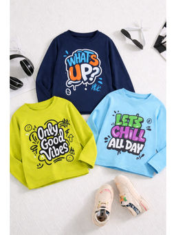 Googo Gaaga - Kids Boys Full Sleeves Cotton Printed T-Shirts (Pack Of 3)