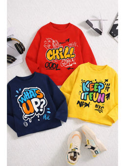 Googo Gaaga - Kids Boys Full Sleeves Cotton Printed T-Shirts (Pack Of 3)