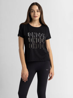 Van Heusen Woman Lingerie and Athleisure - Moisture Wicking And Finish T-Shirt Jet Black London
