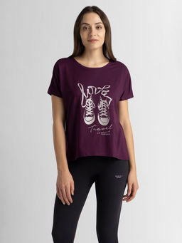 Van Heusen Woman Lingerie and Athleisure - Moisture Wicking T-Shirt Potent Purple Travel