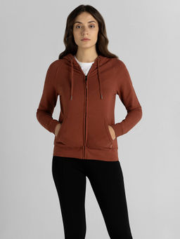 Van Heusen Woman Lingerie and Athleisure - Antiviral And Smart Tech+ Hoodie Mahagony