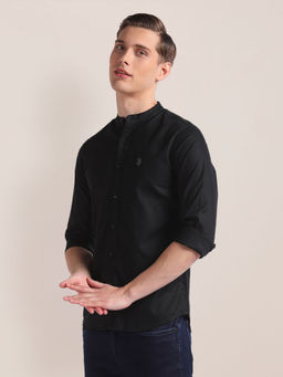 U.S. POLO ASSN. - Mandarin Collar Dobby Shirt