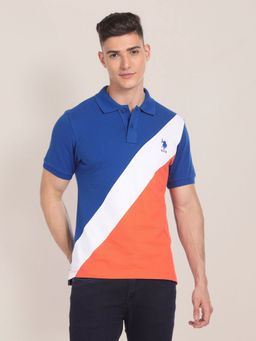 U.S. POLO ASSN. - Colour Blocked Cotton Polo T-Shirt