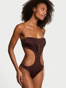 Victoria's Secret - Brown Swim Archives Strappy Hardware Strapless Monokini One-Piece Swimsuit
