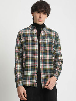 The Bear House - Men's Checked Slim Fit Multi-Colour Casual Shit