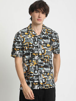 The Bear House - Men's Printed Regular Fit Casual Shirt