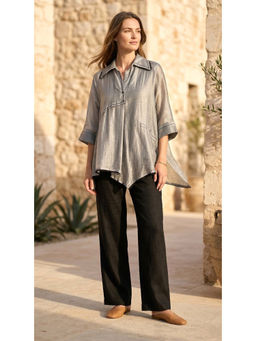 Basanti Kapde aur Koffee - Aqua Cotton Silk Shirt