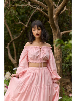 The Clothing Factory - Women'S Pink Off-Shoulder Crop Top