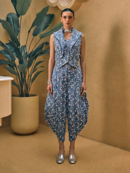 House of Fett - Blue Fancy Denim Waistcoat with Pant Co-Ord