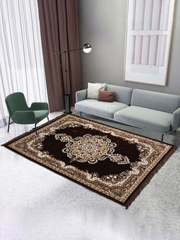 Kuber Industries - Brown Floral Print Floor Carpet (5X7 Feet)
