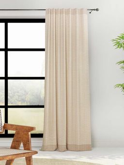 Fabindia - Beige Deepali Cotton Woven Room Darkening Curtain (9 Feet)