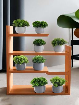 Kuber Industries - Multi-Color Plastic Mini Bonsai Artificial Plants with Pots (Pack of 8)