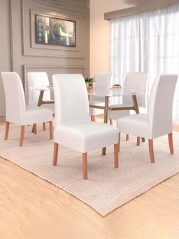 Kuber Industries - White Stretchable Chair Covers (Pack of 6)