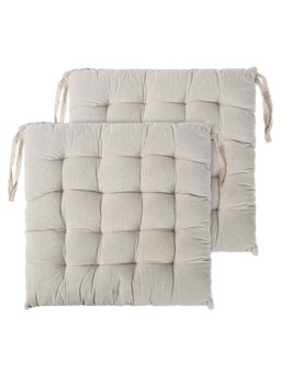 Kuber Industries - Beige Cotton Comfort Chair Cushions (Pack of 2)