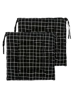 Kuber Industries - Black Cotton Comfort Chair Cushions (Pack of 2)