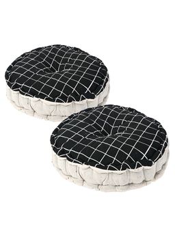 Kuber Industries - Black Cotton Sitting Chair Cushions (Pack of 2)