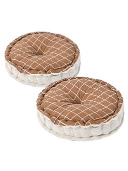 Kuber Industries - Brown Cotton Sitting Chair Cushions (Pack of 2)