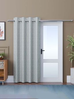Kuber Industries - Grey 8 Grommets Digital Branches Curtain (7 Feet)