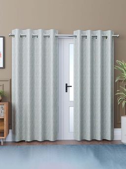 Kuber Industries - Grey 8 Grommets Digital Branches Curtains (Pack of 2) (7 Feet)