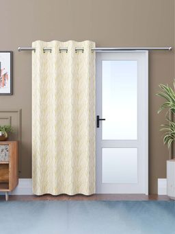 Kuber Industries - Cream 8 Grommets Digital Branches Curtain (7 Feet)