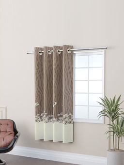 Kuber Industries - Brown 8 Grommets Polyester Curtain