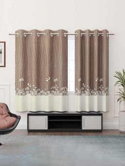 Kuber Industries - Brown 8 Grommets Digital Lining Curtains (Pack of 2) (5 Feet)