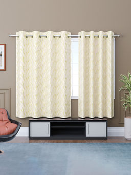 Kuber Industries - Cream 8 Grommets Digital Branches Curtains (Pack of 2)
