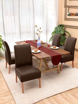 Kuber Industries - Brown Polyester Stretchable Chair Covers (Pack of 4)