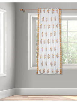 Fabindia - White Miran Cotton Printed Semi Sheer Curtain