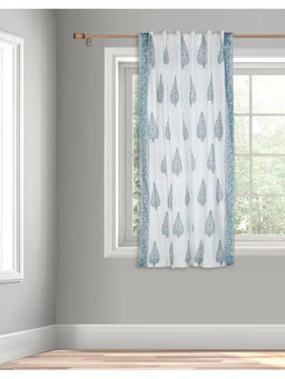 Fabindia - White Sirsa Cotton Hand Block Printed Semi Sheer Curtain