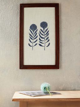 Fabindia - White Dipansh Fabric Thread Work Dabu Wall Painting