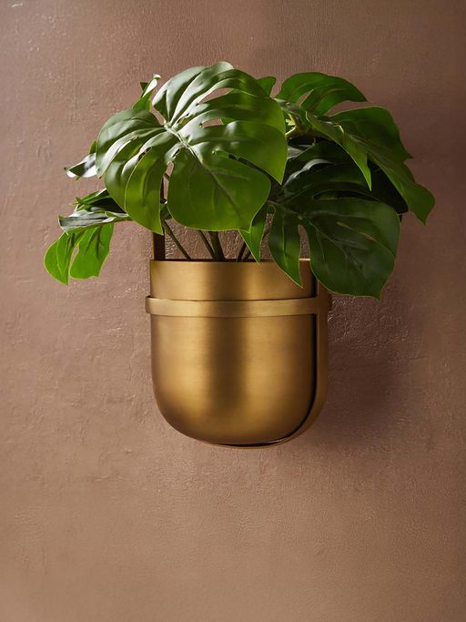 Fabindia Gold Brass Hans Metal Wall Planter