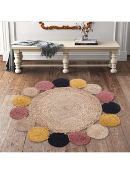 Kuber Industries - Multi-Color Hand Woven Braided Jute Carpet Rug
