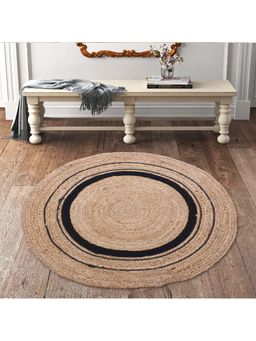 Kuber Industries - Beige Handmade Carpet Cotton Circular Shape Rug