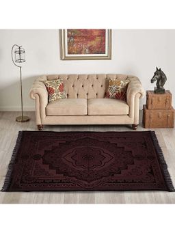Kuber Industries - Brown Floor Velvet Sitting Carpet for Hall (5x7 Feet)