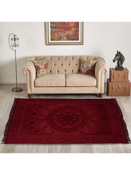 Kuber Industries - Maroon Floor Velvet Sitting Carpet for Hall (5x7 Feet)