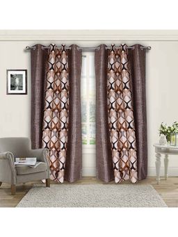 Kuber Industries - Brown Black Out Faux Silk Curtains (Pack of 2) (7 Feet)