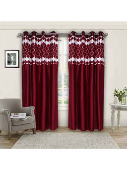 Kuber Industries - Maroon Black Out Faux Silk Curtains (Pack of 2) (7 Feet)