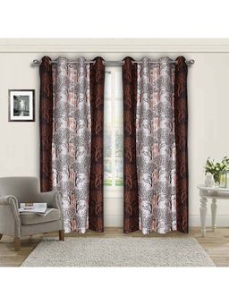 Kuber Industries - Beige Black Out Faux Silk Curtains (Pack of 2) (7 Feet)