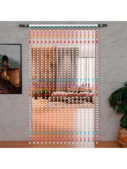 Kuber Industries - Multi-Color Fancy Sparkling Heart Angora Door Curtain (4x7 Feet)