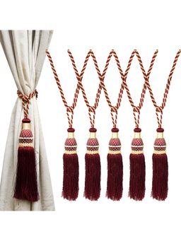 Kuber Industries - Maroon Moti Kit Pit Curtain Tassels (Pack of 6)