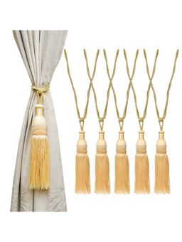 Kuber Industries - Cream Moti Kit Pit Curtain Tassels (Pack of 6)