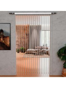 Kuber Industries - White Fancy Sparkling Angura Beads Door Curtain (4x7 Feet)