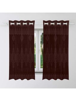 Kuber Industries - Brown Net Frill Curtains (Pack of 2) (5 Feet)
