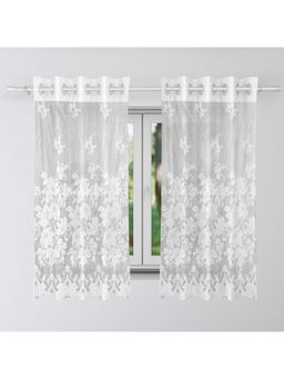 Kuber Industries - White Net Frill Curtains (Pack of 2) (5 Feet)