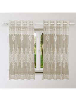 Kuber Industries - Cream Net Frill Curtains (Pack of 2) (5 Feet)