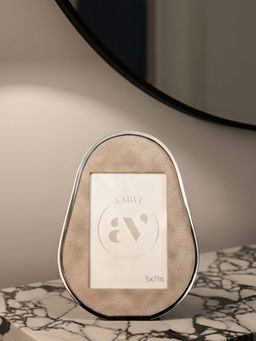 Aarvi Decor - Brown Urban Faux Leather Tabletop Decorative Photo Frame For Home Gray 5 X 7 Inches